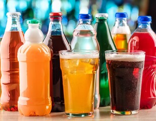 rows of various soft drinks and sodas