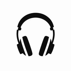 Headphones create black and white musical experience in minimalist vector silhouette