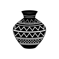 patterned pot silhouette ethnic vector illustratio