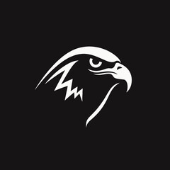 Striking bird of prey head illustration in elegant, white artistic silhouette