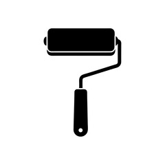 paint roller silhouette painting tool vector icon