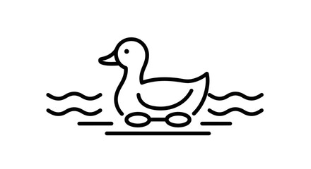 Simple Line Drawing of a Duck on Water.