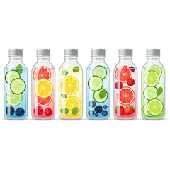 Detox Water Bottle Mockup Pack Vector Illustration