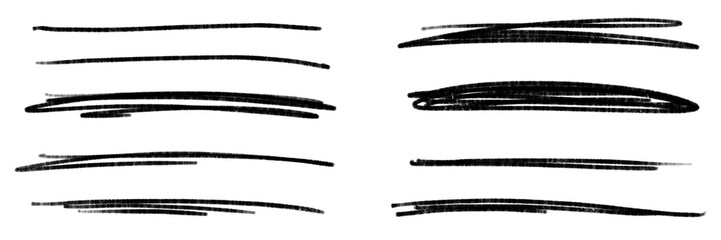 illustration: hand drawn various underline set in doodle or sketch skyle isolated on white or transparent png