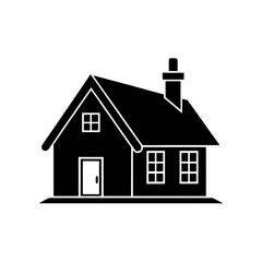 silhouette of a simple suburban house with a chimn