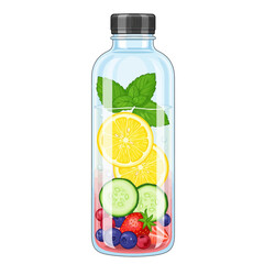  Infused detox water bottle with gradient style, fresh fruits, and mint leaves