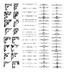 Elegant Ornamental Border and Divider Set Featuring Intricate Floral and Decorative Line Art Designs Vector illustration