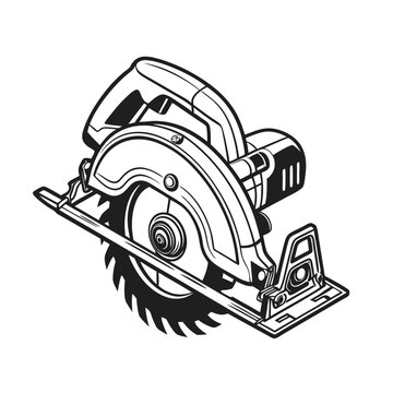 black and white circular saw tool clip art preview