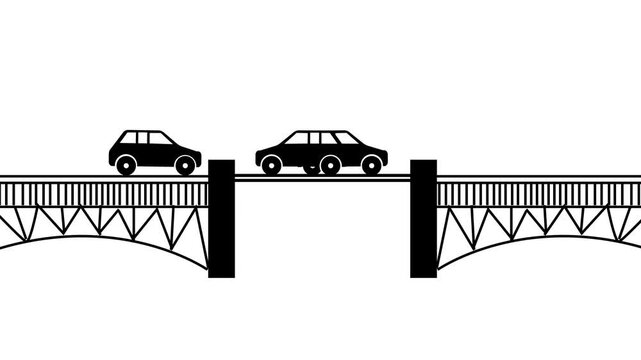 Road side Bridge over the water.isometric bridge with highways traffic road
