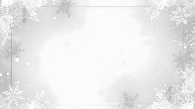 Minimal Snowflake Border. Simple white snowflake frame design with falling snow particles on transparent backdrop, suitable for card templates and wedding invitations. - Powered by Adobe