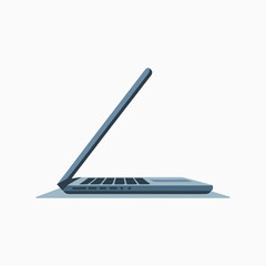 Fototapeta premium Modern slim laptop side view illustration, portable notebook computer design, digital technology device for business, work, study, and communication.