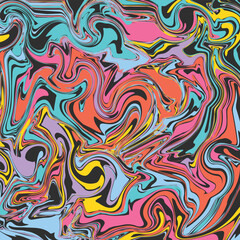 Abstract square background with colorful waves. Trendy vector illustration in style retro 60s, 70s. Liquid Background color.