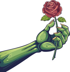 Zombie Hand Holding a Rose