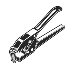 Obraz premium Detailed black and white illustration of a hand-operated punch tool for making holes in various materials, isolated