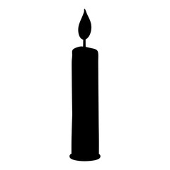 Obraz premium Elegant black silhouette of a lit candle on a white background evokes warmth