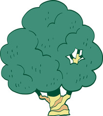 hand drawn cartoon illustration of a side view tree.