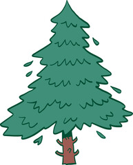 hand drawn cartoon illustration of a side view tree.