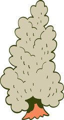 hand drawn cartoon illustration of a side view tree.