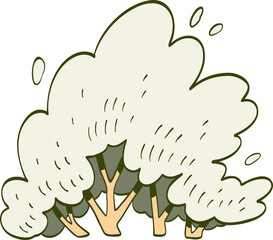 hand drawn cartoon illustration of a side view tree.