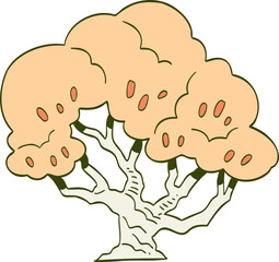 hand drawn cartoon illustration of a side view tree.