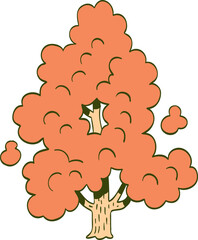 hand drawn cartoon illustration of a side view tree.