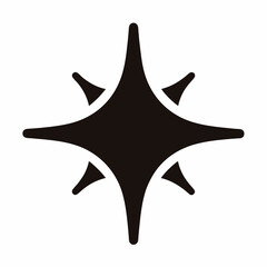 A black and white illustration of an eight pointed starburst shape
