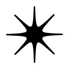 Abstract Black Starburst Shape with Eight Points on a White Background