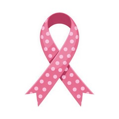 Pink polka dot ribbon symbolizing breast cancer awareness isolated on transparent background