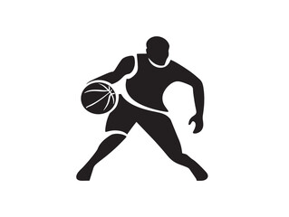 Dynamic basketball player silhouette illustration symbol with sporty energetic vibe