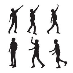 Fototapeta premium Silhouettes of men raising their arms isolated on white background