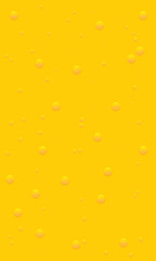 Background with oil drops texture, yellow omega bubbles, gold liquid transparent droplets. Template for skincare essential product with dribs of different shapes vector honey, orange juice pattern