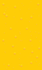Background with oil drops texture, yellow omega bubbles, gold liquid transparent droplets. Template for skincare essential product with dribs of different shapes vector honey, orange juice pattern