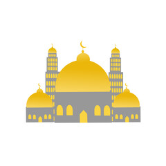 simple flat illustration of mosque, islamic icon