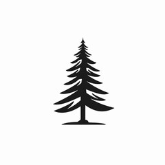 Obraz premium Evergreen tree with graceful branches against white, a captivating forest silhouette
