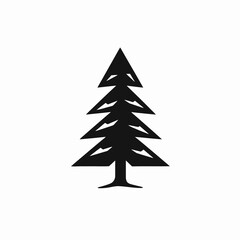 Fototapeta premium Simple black and white Christmas tree illustration and graphic icon silhouette