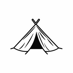 Geometric camping adventure with teepee and a simple vector tent silhouette