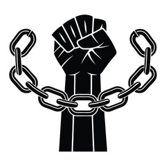 Vector Illustration of Broken Chains on Raised Fists