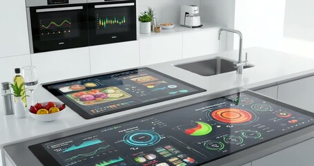 Smart kitchen with interactive surfaces and healthy food - Powered by Adobe