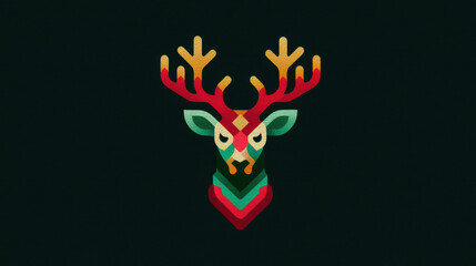 Fototapeta premium Vibrant Reindeer Digital Illustration Featuring Festive Holiday Colors, Modern Animal Art for Christmas Decorations and Seasonal Celebration Graphics