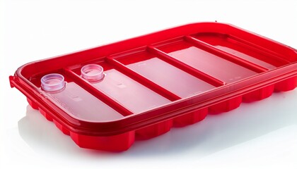 sharps container for biohazard disposal red plastic with lid medical safety item white background