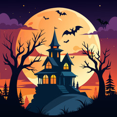 halloween background with haunted house