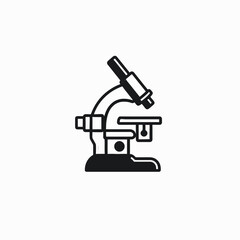 Laboratory analysis tool: microscope showing a precise and stylized medical silhouette