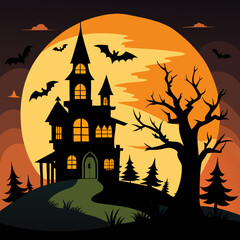 halloween background with castle
