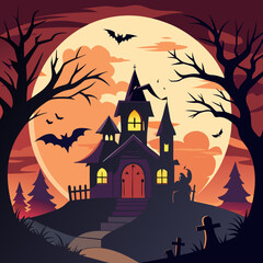 halloween background with castle