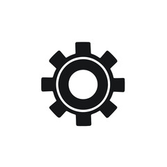 Isolated gear illustration representing engineering and machinery in stark black silhouette