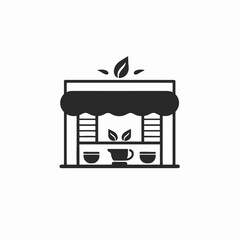 Minimalist tea shop, serving aromatic brews in a sleek silhouette