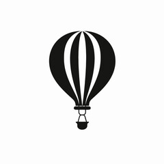 Obraz premium Striking graphical monochrome hot air balloon travel and adventure simple silhouette