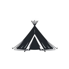Stylized camping tent adventure shelter for outdoors recreation vector graphics silhouette