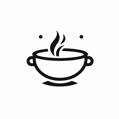 Steaming bowl of food, minimalistic and stylized drawing art silhouette