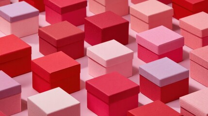 Fototapeta premium Colorful Gift Boxes in Various Shades Arranged in a Pattern